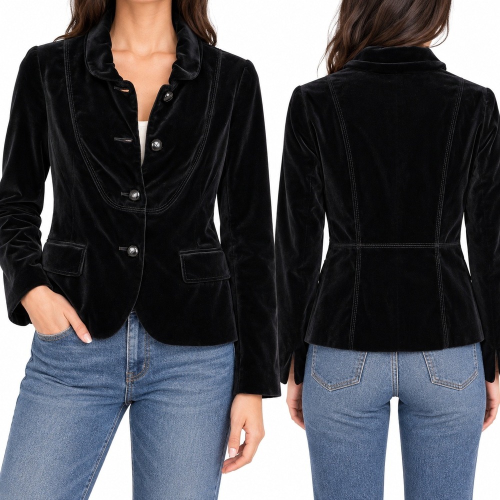 NWT J.Crew Velvet Blazer Jacket Dark Academia Women 6 Black Bella 85794 Career
